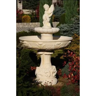 Springbrunnen Garten Teich Brunnen 160cm Steinbrunnen Gartenbrunnen Fontaine Neu - Weiß