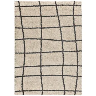 Atticgo Hochflorteppich im skandinavischen Stil Weiß Atlas 160/230 cm , Textil , Kariert , Rechteckig , 160x230 cm , Oeko-Tex® Standard 100 , antistatisch, für Fußbodenheizung geeignet, leicht zusammenrollbar , Teppiche und Böden, Teppiche, Hochflorteppiche & Shaggys