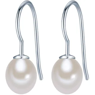 Valero Pearls Damen-Ohrhänger Hochwertige Süßwasser-Zuchtperlen ca. 8 mm Tropfenform weiß 925 Sterling Silber Perlenohrhänger mit echten Perlen