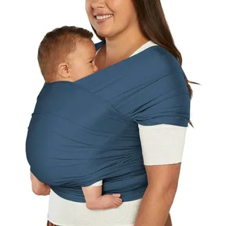 Ergobaby Babytragetuch für Neugeborene ab Geburt bis 11,3 kg, Aura Mesh Tragetuch aus recyceltem Polyester und Elastan, Elastisch und atmungsaktiv, Sling Wickeltuch unisex, Twilight Navy