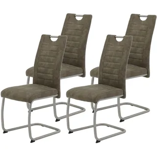 Hela Esszimmerstuhl »Ulla« Set 4 St., Microfaser, Vintage-Optik schlamm Metallgest. Rundrohr Edelstahl (echt)