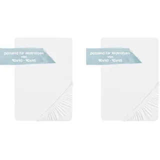 roba Spannbettlaken Safe Asleep 40 x 90 – 45 x 90 - Baby Bettlaken für Stubenwagen und Wiegen - Bio Baumwolle - GOTS und Oeko-Tex Standard 100 - Weiß (Packung mit 2)