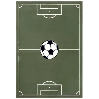 Hanse Home Kinderteppich , Dunkelgrün , Kunststoff , Fußball , rechteckig , 80x150 cm , Oeko-Tex® Standard 100 , für Fußbodenheizung geeignet, in verschiedenen Größen erhältlich, pflegeleicht, strapazierfähig , Teppiche und Böden, Teppiche, Kinderteppiche