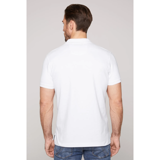Poloshirt CAMP DAVID, Herren, Gr. XXL, weiß (opticweiß), Web, Obermaterial: 95% Baumwolle, 5% Elasthan, bestickt, unifarben, bequem hüftbedeckend, Rundhals, Bündchen, Shirts Poloshirt, mit kleiner Logo-Stickerei auf Brusthöhe
