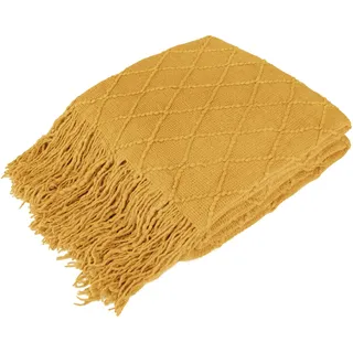 PAVILIA Strickdecke für Couch und Bett, weiche gestrickte Sofa-Decke im Landhausstil für das Wohnzimmer, leichte dekorative Herbstdecke für Sessel, strukturierte Boho-Decke für den Außenbereich, 127 x