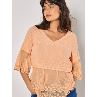 Apricot Klassische Bluse "Bluse" 1 mit Stickerei, peach