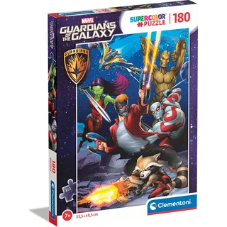 Clementoni - 29783 - Supercolor Puzzle - Marvel Guardians of The Galaxy - Puzzle 180 Teile Ab 7 Jahren, Buntes Kinderpuzzle Mit Besonderer Leuchtkraft, Geschicklichkeitsspiel Fr Kinder