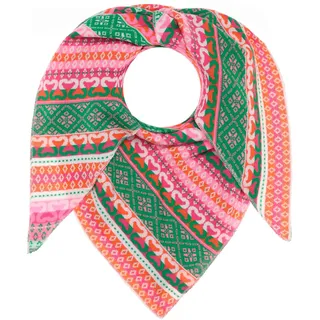 Dreieckstuch ZWILLINGSHERZ "Maralda", Damen, grün pink orange, Strick, Materialmix, Modetücher Dreieckstuch, farbenfrohes Muster, wärmend, Strick