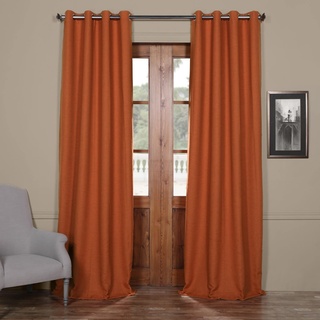 HPD Half Price Drapes BOCH-PL1609-96-GR Bellino Verdunkelungsvorhang mit Ösen (1 Panel), Polyester-Mischgewebe, Kaki-Orange, 50 X 96