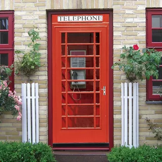 A.Monamour Türtapete Selbstklebend Türfolie Türposter 3D London Rote Telefonzelle Vinyl Folie Türdeko Tapete Wandbild Türaufkleber Türtattoo 90 x 200 cm