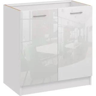 Roe Furniture | Küchenunterschrank 80 cm - Weiß - Weiß Glänzend - Platzsparend und Vielseitig - Ohne Arbeitsplatte - Unterschränke Küche - D80 - Weiß