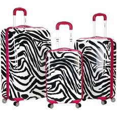 Rockland 3-teiliges aufrechtes Set, pink Zebra, Einheitsgröße, 3-teiliges Zebra Polycarbonat/ABS aufrechtes Set