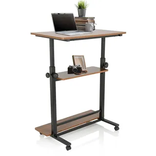 HJH Office WORKSTATION II 80x50 cm Mobiler Computertisch mit Rollen, Laptoptisch, Schwarz/Walnuss 830070