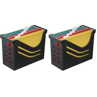 Re-Solution Office Box, Jalema 2658026998, Hängeregister inklusiv 5 Hängemappen A4, farbig sortiert, schwarz (Packung mit 2)