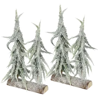Dekobaum I.GE.A. "Weihnachtsdeko, Weihnachtsbaum", grün (grün, weiß), B:19cm H:34cm T:6cm, Kunststoff, Dekofiguren, Dekobaum, Tannenbaum auf Rinde 34 cm