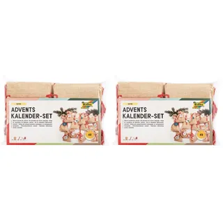 folia 63121 - Adventskalender Set mit Säckchen in Jute-Optik, Schnur 2 m lang, 24 Beutel je 10 x 13 cm groß und 24 Zahlenanhängern, für kleine Überraschungen im Advent (Packung mit 2)
