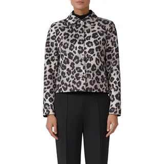 Hemdjacke S.OLIVER BLACK LABEL, Damen, Gr. 46, schwarz leo, Web, Obermaterial: 92% Polyester, 8% Elasthan. Futter: 100% Polyester, bedruckt, regular fit taillenbedeckt, gerader Abschluss, Jacken Hemdjacke, mit Hemdkragen