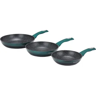 Rosa Bella 3er-Set dunkelgrün Bratpfannen 20/20/28cm, geeignet für alle Herdarten, Induktion, Antihaftbeschichtung, komfortable Griffe RB603 - dunkelgrün