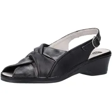 bama Damen hochwertige Echtleder-Sandalen Sommer-Schuhe mit Schnallen-Verschluss 1003971 Schwarz