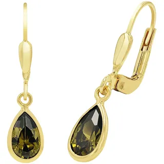 Amor Ohrhänger 2034742 gelbgold 375 grün mit Zirkonia
