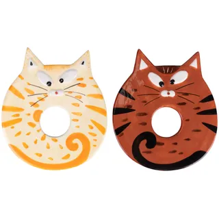 Set aus 2 Keramik-Eierschalen, Katze, Les Petites