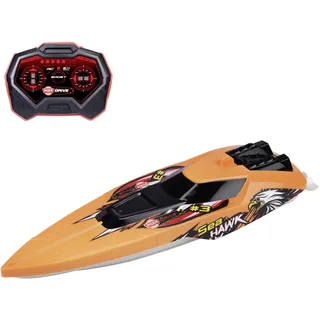 Dickie Toys - RC Boot Sea Hawk - ferngesteuertes Boot ab 6 Jahre für Pool oder See mit Schutzfunktion und Turbo-Boost, Spielzeug-Motorboot für Kinder mit 2,4 GHz Fernsteuerung, 33 cm, max. 4 km/h