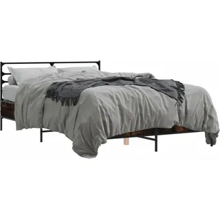 vidaXL Bettgestell Räuchereiche 120x200 cm Holzwerkstoff und Metall - Braun