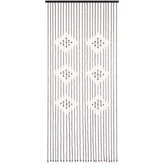 Navaris Bambus Perlenvorhang Türvorhang - 90x200cm Bambusvorhang mit stylischem Diamant Muster - Türvorhang Perlen Design - Deko Holzperlen Vorhang