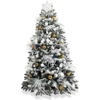Geschmückter künstlicher weihnachtsbaum mit 133 Stk Kugeln POLAR GOLD 210 cm mit Metallständer - Bunt