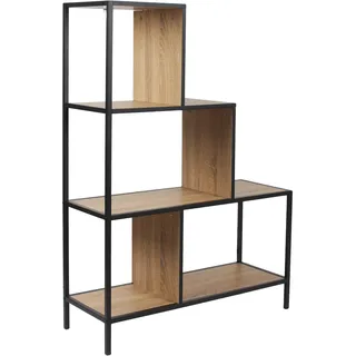 HOME DECO FACTORY Treppenregal Vintage 3 Ebenen Holz 112 cm Braun | Holz, Treppenregal, 3 Ebenen, Vintage-Stil, Wohnzimmer Schlafzimmer Büro, Aufbewahrung und Deko, 80x112 cm, Braun und Schwarz