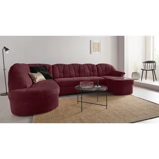 Wohnlandschaft DOMO COLLECTION "Papenburg U-Form", lila (beere), B:297cm H:84cm T:180cm, Struktur ( 90% Polyester, 10% Polyacryl);Microfaser PRIMABELLE (100% Polyester);Kunstleder SOFTLUX;Luxus-Microfaser (100% Polyester);Chenille-Optik (95% Polyester, 5% Polyamid);Webstoff (100% Polyester), Sofas, Wohnlandschaft, in großer Farbvielfalt, wahlweise Bettfunktion, frei im Raum stellbar