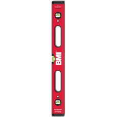 BMI Alu-Wasserwaage Robust rot (Länge 80 cm, Messgenauigkeit 0,5 mm/m, breites/hohes Profil, Gummi-Endkappen, ultraschallverschweißte Libellen, mit Durchgriff) 638080PSD