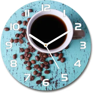 Wanduhr aus Glas 30fi Glasbild Glasuhr Gehärtetes Glas - weisse-zeiger - Black coffee - Braun