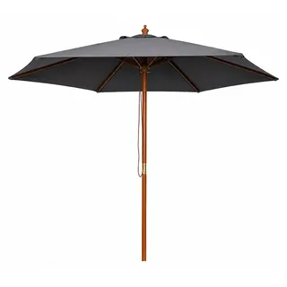 Linder Exclusiv Gartenschirm mit Holzkonstruktion 250 cm Dunkelgrau - Rot