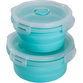 mixcover faltbare Frischhaltedosen Set mit Deckel aus Silikon Bentobox Brotdose Lunchbox Picknick Camping Schüssel BPA-frei platzsparend 250 ml 500 ml grün - Grün