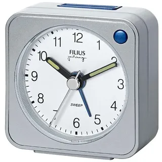 FILIUS zeitdesign Quarzwecker Reisewecker, Schlafzimmer, Snooze, Beleuchtung, schleichende Sekunde, silberfarben