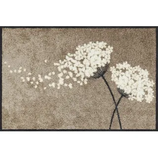 Salonloewe Fussmatte Wishfull Blossom Taupe I Schmutzfangmatte & Fußabtreter für Innen 50 x 75 cm