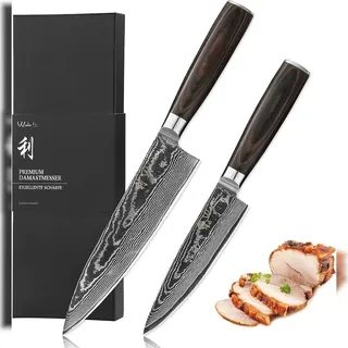 Wakoli EDIB Essentials Santoku Messer Set 2-tlg. 30/24 cm Damaststahl Pakkaholzgriff