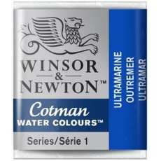 Winsor & Newton 0301660 Cotman Aqarellfarbe - 1/2 Napf, gute Transparenz, hervorragender Tönungsstärke und gute Maleigenschaften, Ultramarin