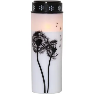 Star Trading LED Grablicht Dandelion, Grabkerze, Weiß, Löwenzahn, Warmweiß, Timer, Batterie, Außenbereich, 21 cm
