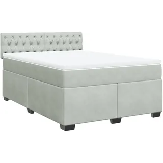 vidaXL Boxspringbett mit Matratze Hellgrau 140x200 cm Samt - Grau