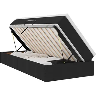 vidaXL Aufbewahrungsbett mit Matratze Schwarz 90 x 200 cm Polyester - Schwarz
