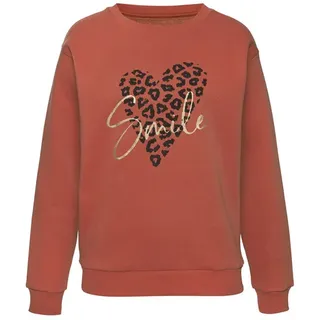 LASCANA Sweatshirt Herz-Leo-Druck Rot 36/38