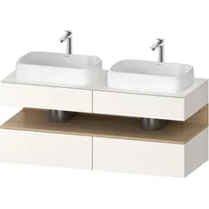 Duravit Qatego Konsolenwaschtischunterbau, 2 Auszüge, 2 Schubkästen, 2 Ausschnitte, 1400x550x600mm, Nische Eiche Natur, QA4767030, Farbe: Weiß Supermatt