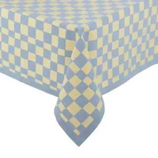 Butlers Tischdecke Checker Style - 100% Baumwolle Hellblau/Gelb 250x160 cm , Textil , 250x160 cm , Heimtextilien, Wohntextilien, Tischwäsche, Tischdecken