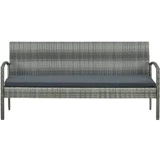 vidaXL Gartensofa 3-Sitzer mit Kissen Grau Poly Rattan - Grau