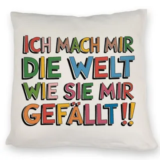 speecheese Ich mach Mir die Welt wie sie Mir gefällt Kissen lustiges SofaKissen mit Spruch für Fans von Pippi Langstrumpf
