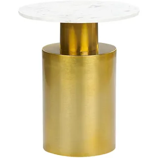 Beliani Beistelltisch Metall/Marmor gold/weiß rund 40 cm Elegantes Modernes Design für Wohnzimmer, Wohnzimmertische, Beistelltische