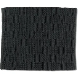 kela Badematte rutschfest 55 x 65 cm LEANA, Badezimmerteppich grau, waschbar, 100% Baumwolle, Badvorleger in Flechtoptik, granitgrau