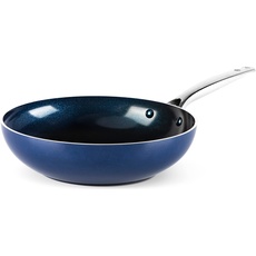 Blue Diamond Cookware Diamantstruktur Keramik Antihaft, 28 cm Wokpfanne, PFAS-frei, Induktion, spülmaschinenfest, backofenfest, Blau